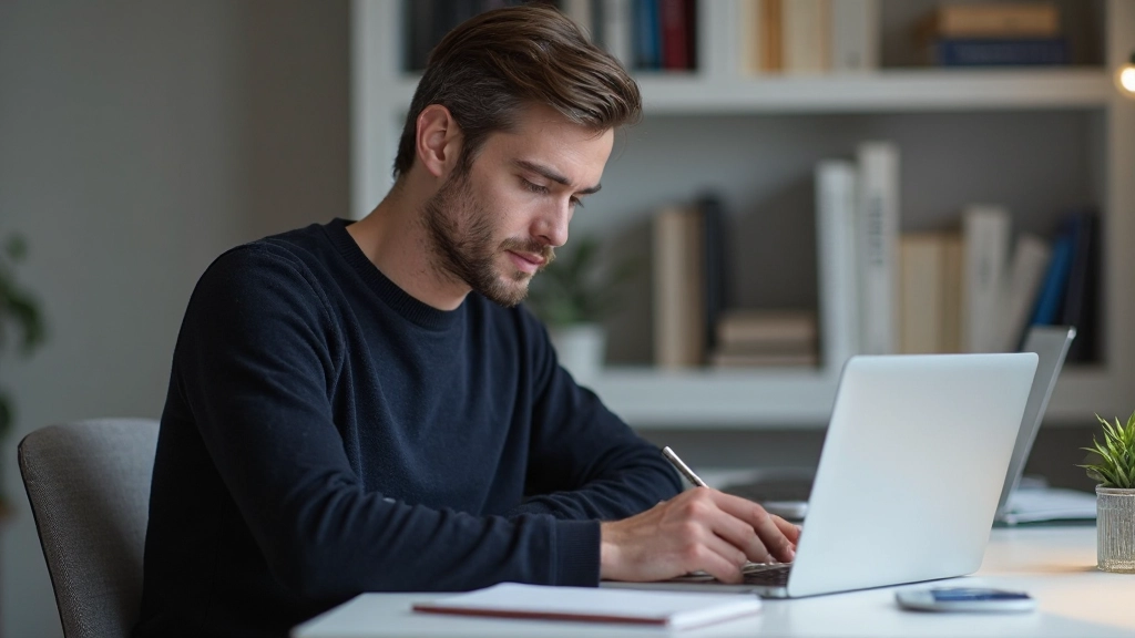 Minimalistisch portfolio interface met twee kolommen, veel witruimte, neutrale kleurenpalet
