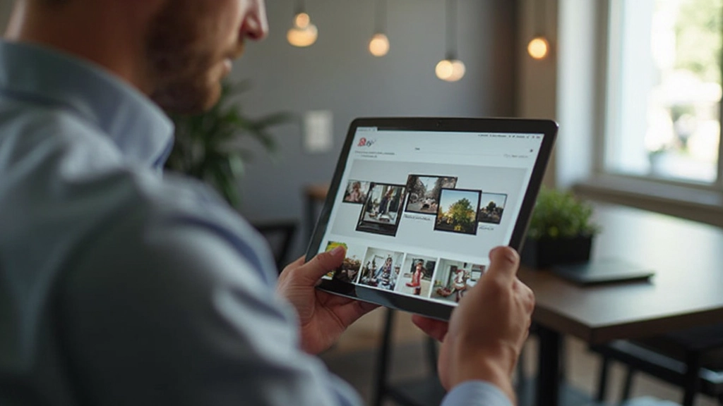 Fotografe controleert portfolio website op tablet