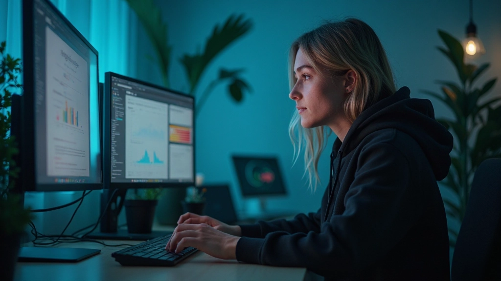 Designer werkt aan case study documentatie met notities, mockups en project metrics op het scherm