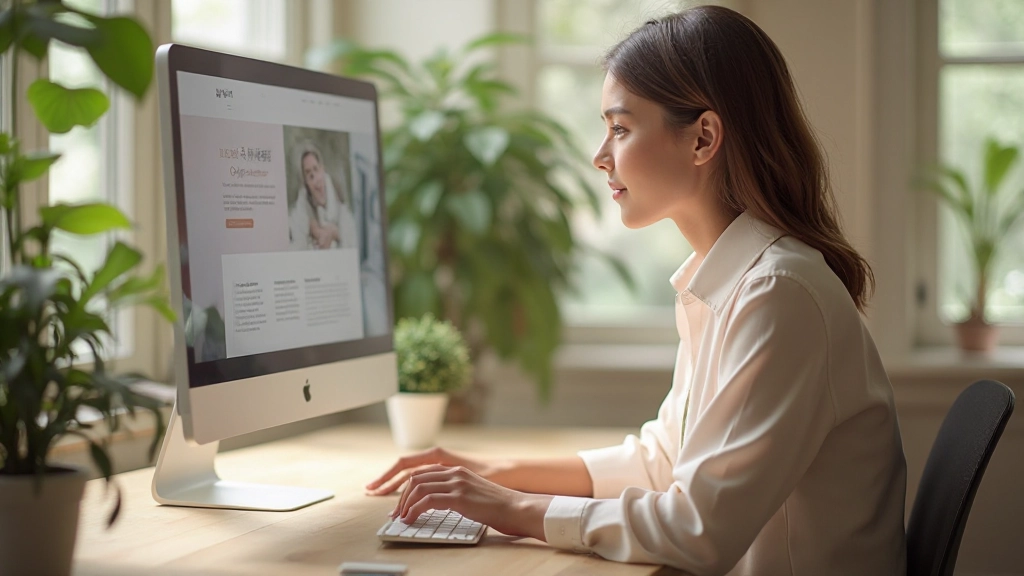 Webdesigner aan het werk op responsief portfolio met minimalistische lay-out